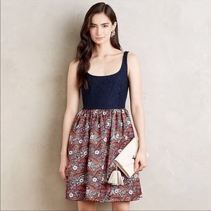 Anthropologie Navy and Floral Dress